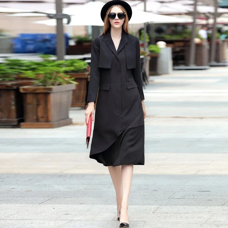 luxury 2016 autumn classy women s one piece font b dresses b font fashion brand designer