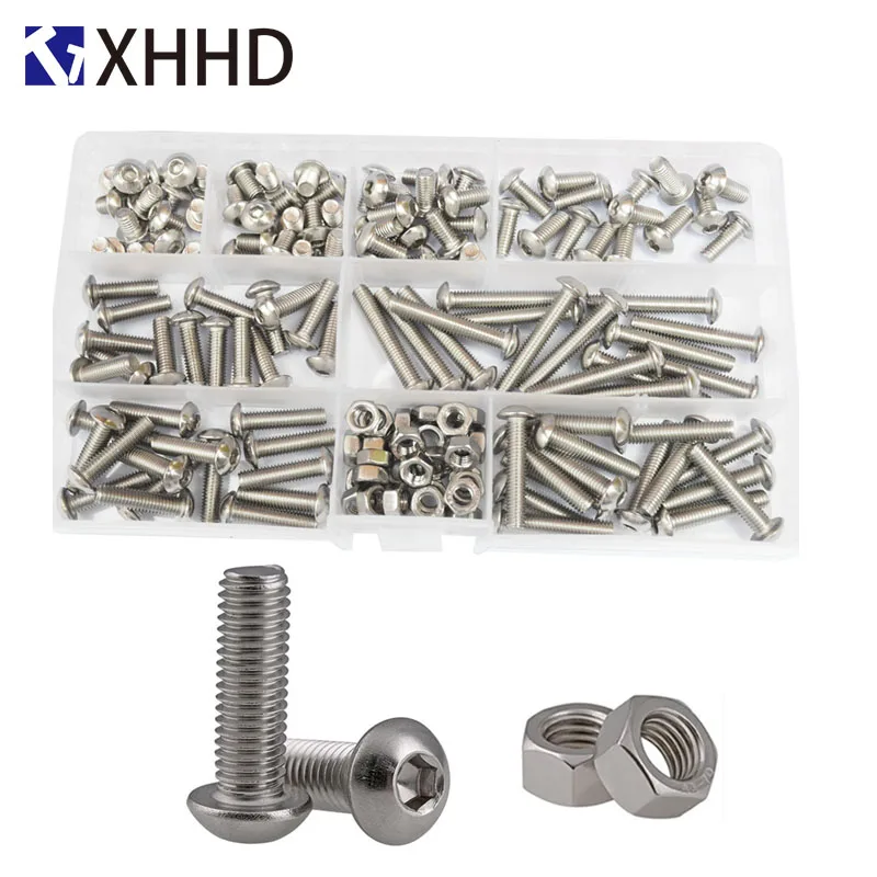 

Hex Socket Button Head Cap Screw Metric Thread Pan Round Head Hexagon Machine Bolt Set Assortment Kit Box 304 Stainless Steel M5