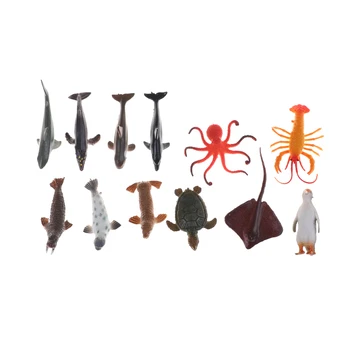 

12PCS/Set 4.5-8cm Plastic Marine Animal Figures Ocean Creatures Sea Life Shark Whale Crab Kids Toy