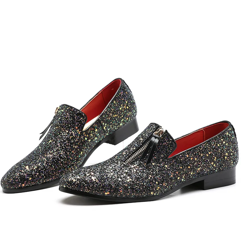 Мужская официальная обувь; высококачественные мягкие цветные оксфорды в деловом стиле; Мужская обувь для свадебной вечеринки; коллекция года; модная повседневная кожаная обувь на плоской подошве на молнии - Цвет: Black