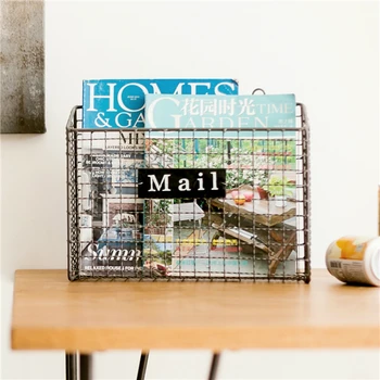 

Free ship Simple Living Room Wall Hanging Creative Newspaper Frame 36X13X28cm Newspaper Shelves Metal Magazine Rack Storage Rack