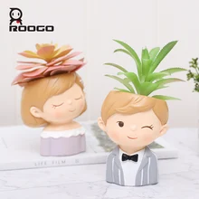 Roogo цветочный горшок, современный цветочный горшок для влюбленных пар, горшки для цветов, милые декоративные цветочные горшки для свадебного украшения