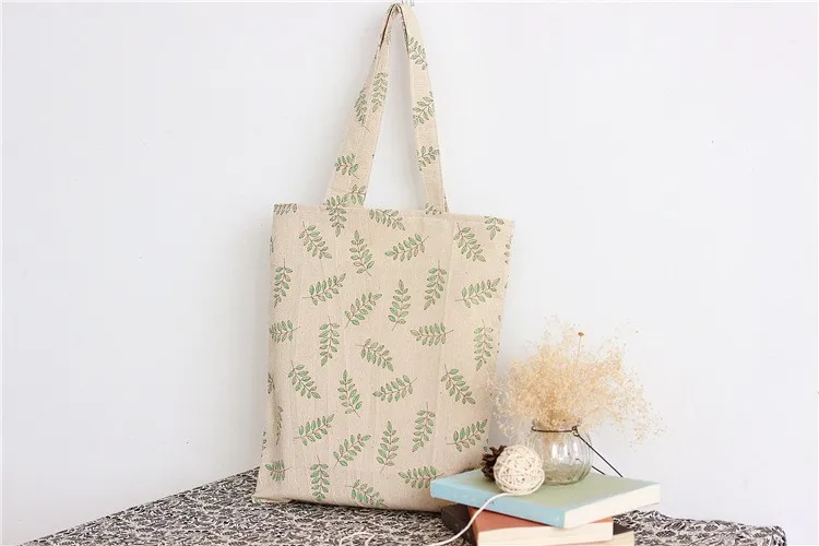 YILE обновленная сумка для покупок из хлопка и льна, сумка для переноски через плечо, эко многоразовая сумка с принтом, зеленая оливковая ветка L017