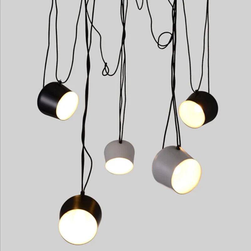 Черный белый скандинавский персональный DIY паук подвесной светильник барабан абажур подвесной светильник регулируемый висящий барабан светильник