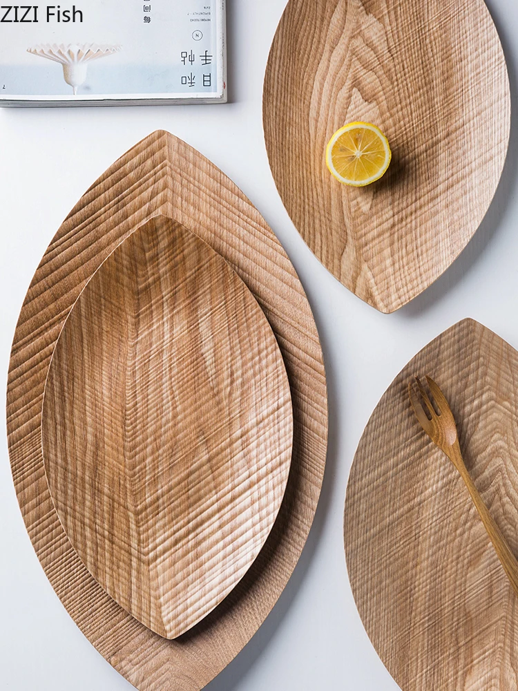 

Japanese-style Wooden Pallets Oval Wood Tray Rectangular Children's Breakfast Dishes Solid Bread Cake Plates