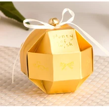 50 шт./лот золото уникальная шариковая коробка конфет DIY Свадебная подарочная коробка+ красивая лента+ колокольчик много желаю Подарочная коробка для праздника вечерние поставки