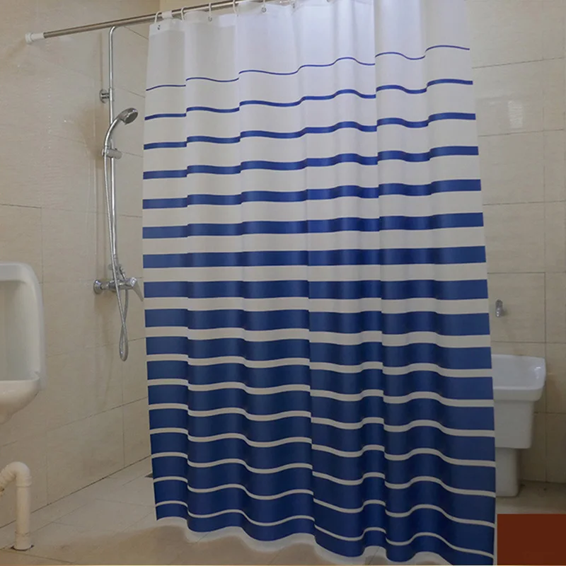 Shower Curtains PEVA White Striped Bath Screen for Home Hotel Bathroom
