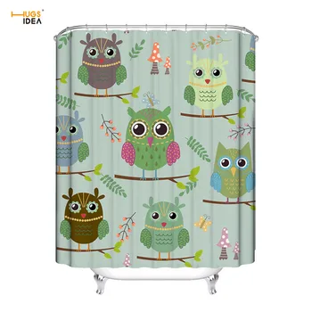 

HUGSIDEA Cartoon Shower Curtain Cute Owl Printed Large Thick Bath Curtains Decorative Kids Bathroom Curtain Moldproof Waterproof