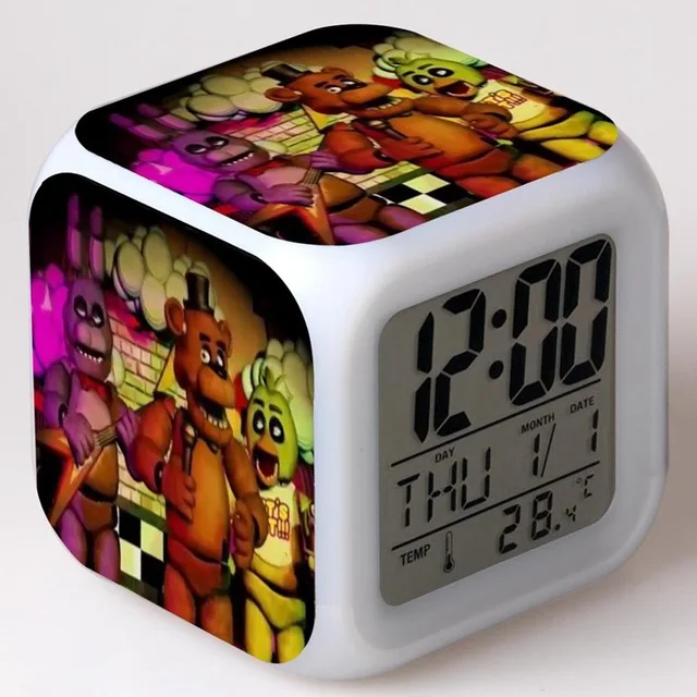 FNAF мир цифровой будильник Ночной светильник светодиодный 7 цветов Изменение reloj despertador de cabeceira пять ночей у Фредди детские часы - Цвет: Серебристый