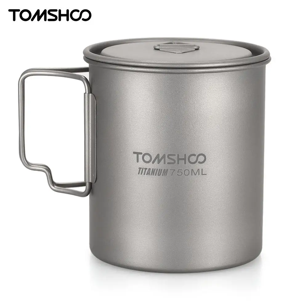 

TOMSHOO Ultralight 750ml Titanium Mug Titanium Cup Outdoor Portable Camping Picnic Water Cup Mug Camping Tableware Water Cup