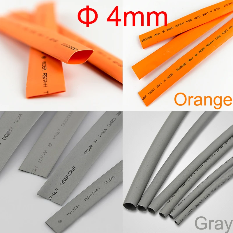 

12M 2:1 Ratio 4mm Diameter Orange Gray Headphone Stereo Cable Sleeve Insulation Casing Heat Shrink Tubing Shrinkable Tube