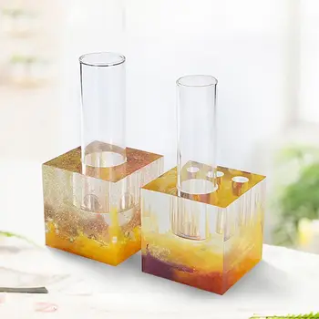 

High Mirror DIY Crystal Epoxy Flower Insert Silicone Mold Handmade Flowerpot Aquatic Plant Potted Pen Holder Making Molds