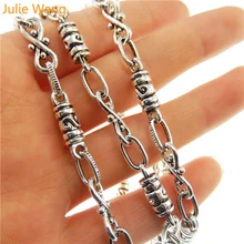 Julie Wang 1 метр 1 много Старинного Серебра стиль тон цинковый сплав Изготовление ювелирных изделий ожерелье цепь 10*5 мм ручной работы ремесла 30132
