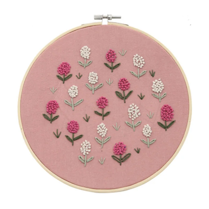

Embroidery Cross Stitch Wall Painting Art Kit Pre-Printed Flower Cloth with Hoop Frame for Embroidery Beginners Lover Mom