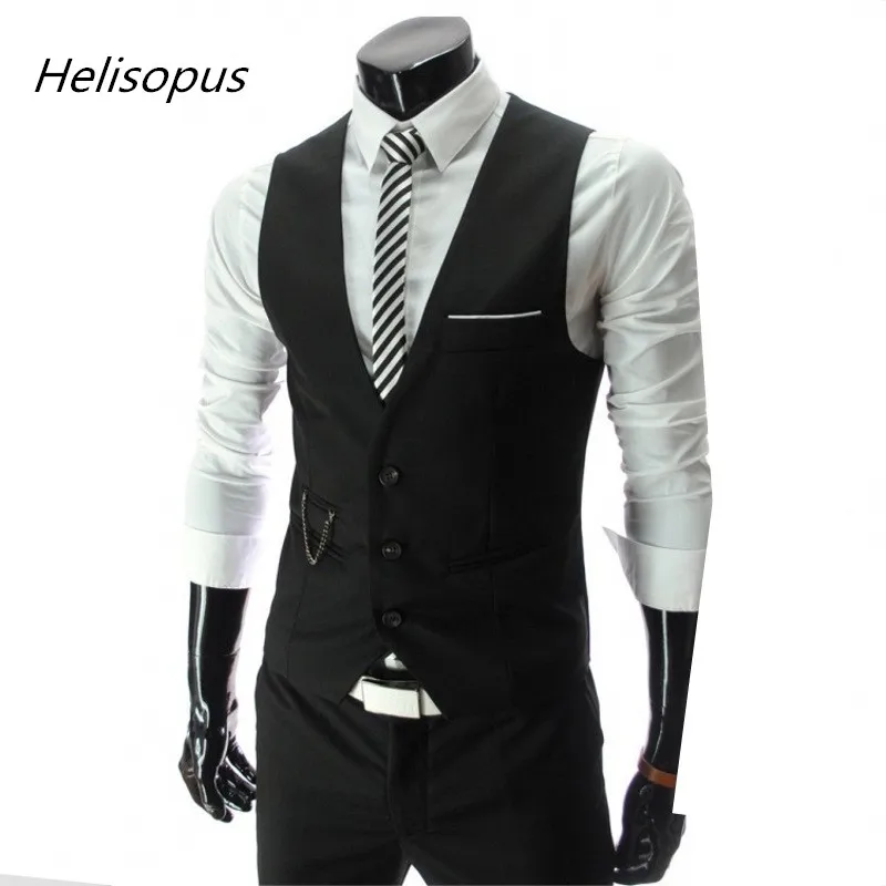 

Helisopus Men's Suit Vest Casual Fashion Vests of Men Slim Fit Casual Sleeveless Business Jacket Male Retro Vests