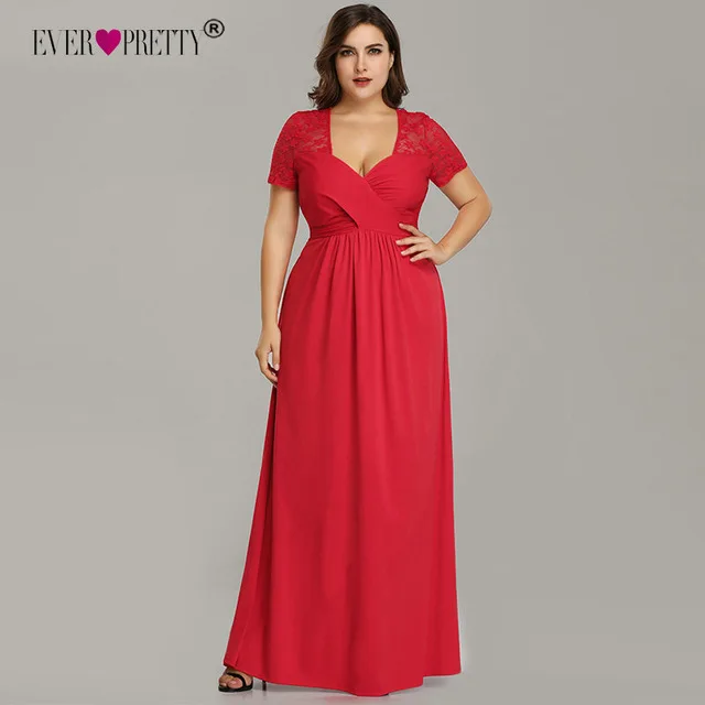 Платья для выпускного вечера размера плюс, элегантные Красные кружевные вечерние платья с коротким рукавом и v-образным вырезом, сексуальные платья abendkleider