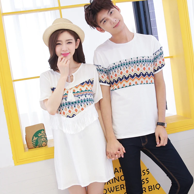 New Hot Men And Women Fashion Couples Clothes For Lovers T-Shirt Summer Holiday Beach Wear Printed Tops Matching Couple T Shirts New Hot Men And Women Fashion Couples Clothes For Lovers T-Shirt Summer Holiday Beach Wear Printed Tops Matching Couple T Shirts