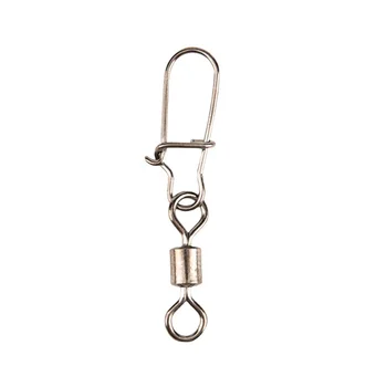 

50pcs / Set 2 # 4 # 6 # 8 # Fishing Connector Brooches Rolling Bearings Swivel Stainless Steel With Snap Hook Fishing Lures