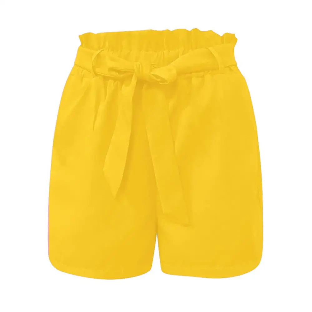 Новые модные шорты с эластичной резинкой на талии Mujer открытые горячие шорты летние свободные женские шорты большие размеры черный - Цвет: Цвет: желтый