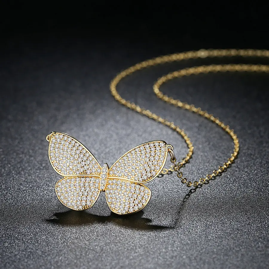 SINZRY роскошный кубический цирконий модная подвеска-бабочка ожерелья элегантный костюм ювелирные изделия для женщин