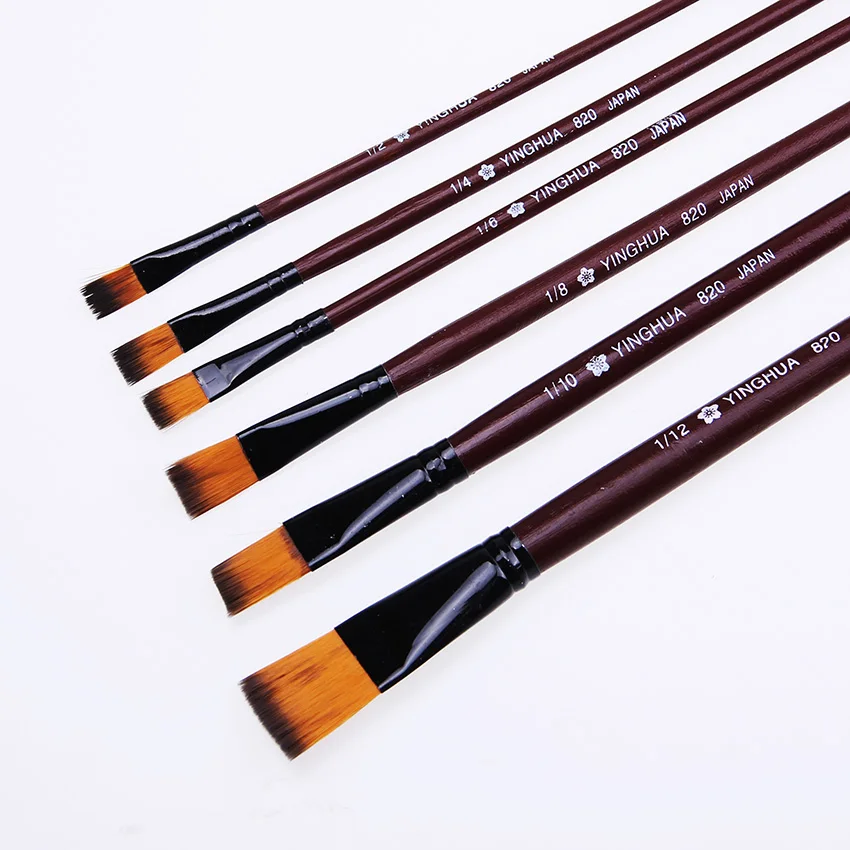 Goede 6 stks set Nieuwe Verschillende Grootte Kunstenaar Nylon Haar Kwast Aquarel Acryl Olieverf Penselen Tekening Art Supplies