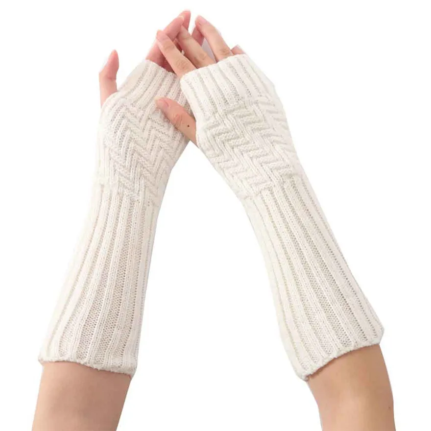 Зимние гетры для женщин модные вязаные перчатки без пальцев мягкие митенки
