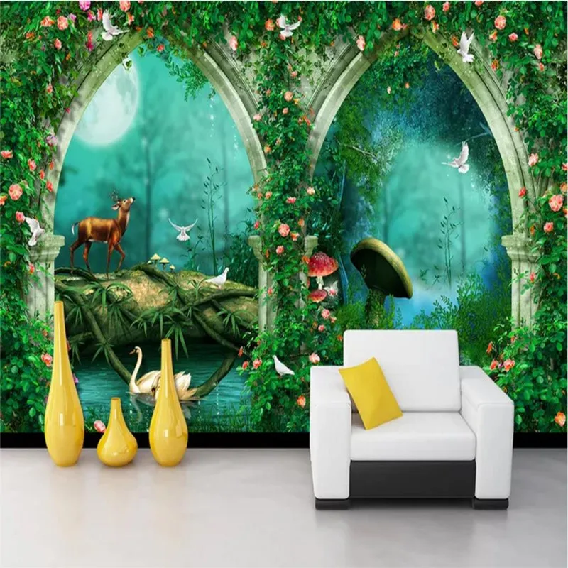 

Custom wallpaper super beautiful dream arches fairy tale forest TV sofa background wall painting waterproof material