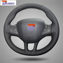 BANNIS Negro Cubierta Del Volante cosido A Mano BRICOLAJE Cuero Artificial para Peugeot 208 Peugeot 2008 Coche Especial
