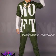 S-5XL! комбинезон для мужчин, певцов, диджей, танцоров, Модные Зеленые холщовые Рабочие Комбинезоны с надписью, костюмы, сценическая одежда