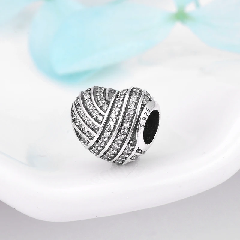 Подлинный 925 пробы серебряный браслет в форме сердца, очаровательный браслет Pandora, ювелирное изделие