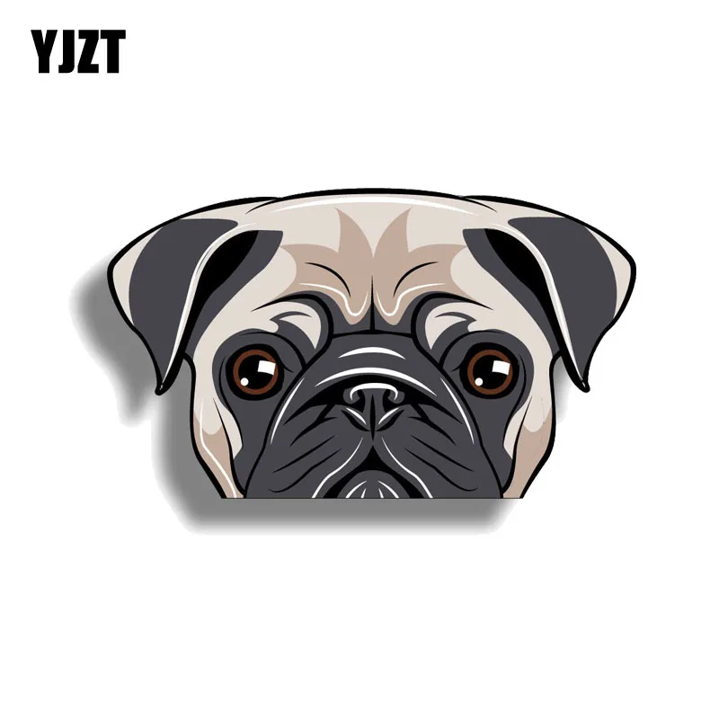 

YJZT 14.6CM*8.5CM Individual Animal Pug Face Dog Car Window Car Sticker PVC Decal 12-0588