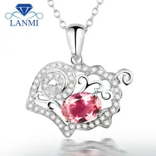 Твердые 18 К/750 белого золота драгоценные камни ювелирные изделия овальной огранки 5x7 мм Турмалин настоящий алмаз кулон для женщин WP069