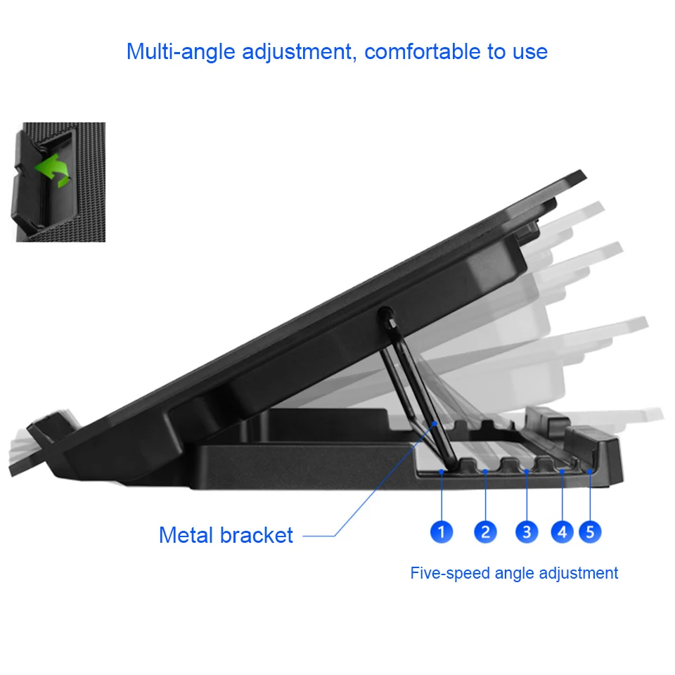  SeenDa Laptop Stand Holder 5 levers Adjustable Height Notebook Cooler Stand with 2 USB Fans for Mac