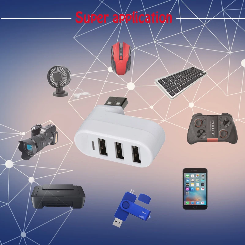 USB 2,0 Штекер до 3 двойной USB гнездовой разъем разветвитель концентратор Мощность Шнур адаптер вращение функция USB разветвитель для ПК Аксессуары