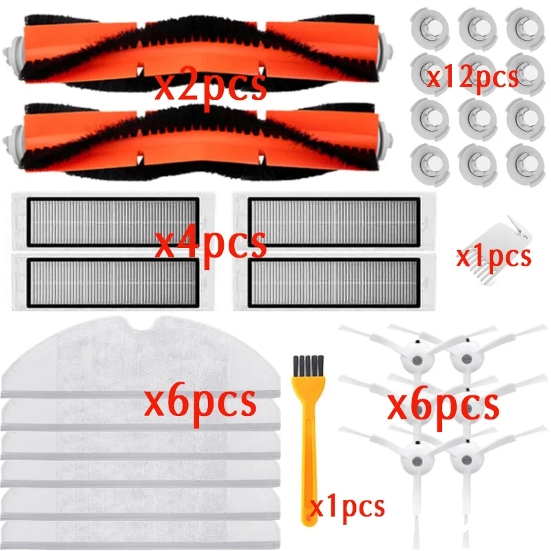 Ткань для уборки hepa фильтр, боковая щетка рулон щетка подходит для Xiaomi Roborock робот S50 S51 Запчасти для пылесоса наборы - Цвет: total32pcs