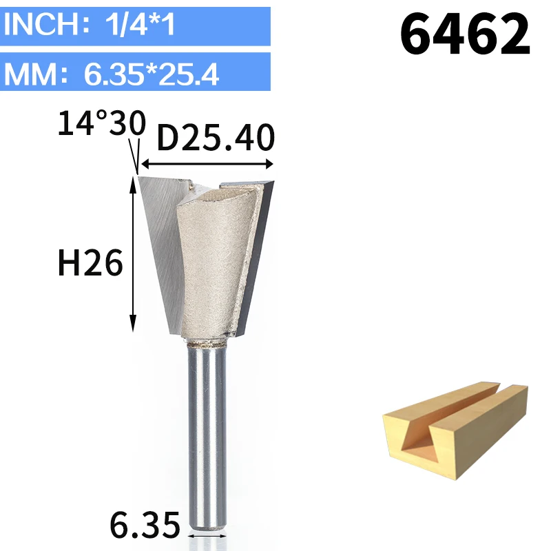 Huhao 1 шт. 1/" хвостовика ласточкин хвост биты 2 Флейта Фрезы для древесины карбида вольфрама гравировка инструмент фреза дровосек - Длина режущей кромки: 6462