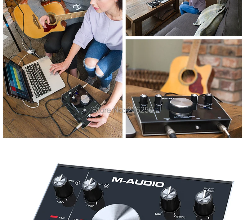 M-AUDIO M-Track 2x2M MIDI профессиональная звуковая карта USB аудио интерфейс внешняя компьютерная звуковая карта 24 бит/192 кГц