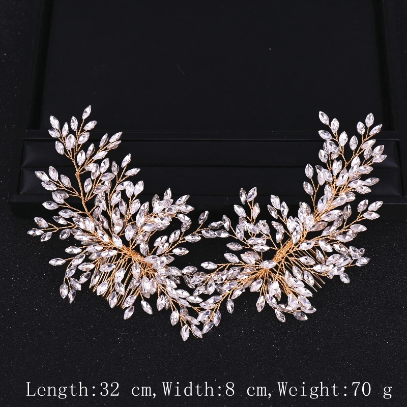 Double Rhinestone Hair Comb Bridal Headband Wedding Hair Accessories Crystal Rhinestone Hair Comb Hairband Wedding Hair Jewelry - Image 6