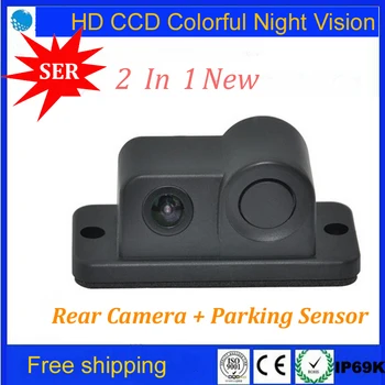 

2019 New Night Vision HD CCD Camera Car Rear View Camera With Parking Sensor, Connect Car DVD Monitor Show Distance and Image