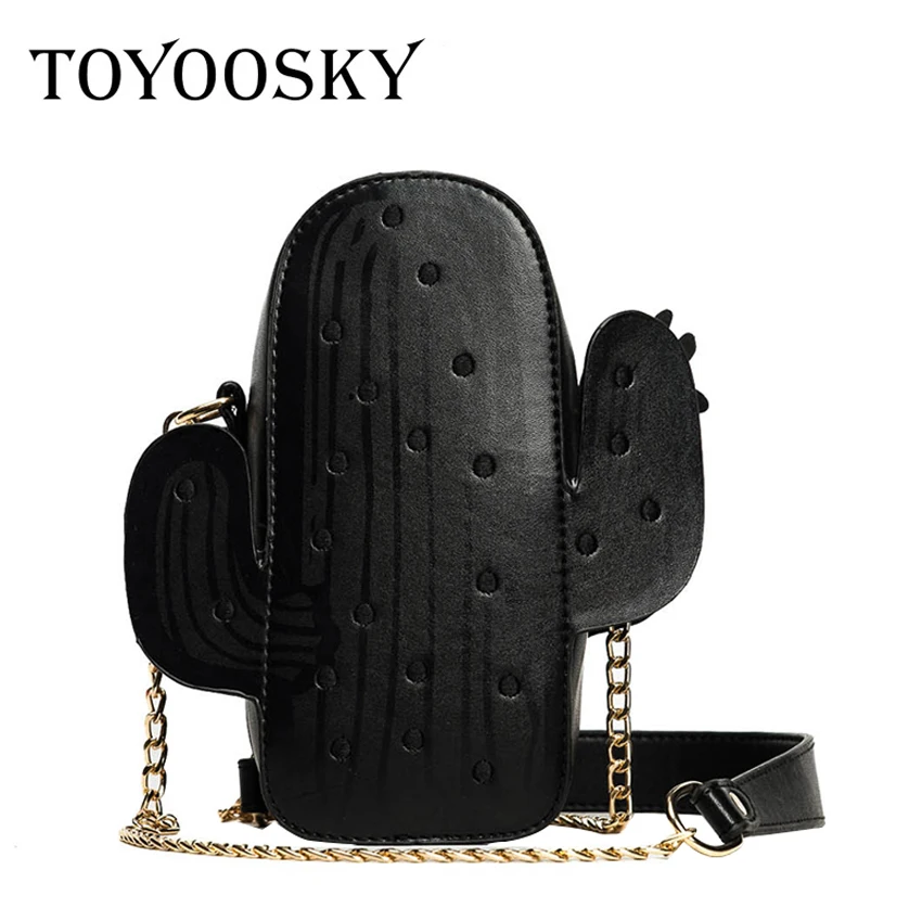 TOYOOSKY Women's cactus bag embroidery flower summer mini chain shoulder bags phone wallet