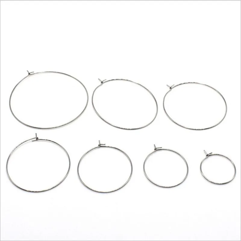 

30pcs 20-50mm Stainless Steel Big Circle Wire Hoops Earrings Loop Hooks Ear Hiphop for DIY Earring Jewelry Making Findings