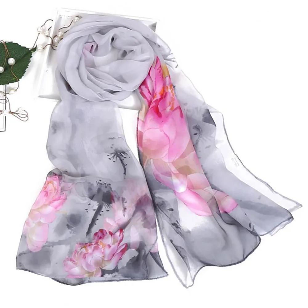 Пляжная Бандана с цветочным принтом шарфы для женщин осень зима Boho пляжная шаль для девочек элегантный женский Повседневный Длинный мягкий шарф