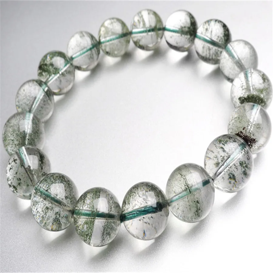 

11mm Natural Cornucopia Chlorite Green Phantom Quartz AAAAA Bracelet Transparent Stretch Round Bead Bracelet