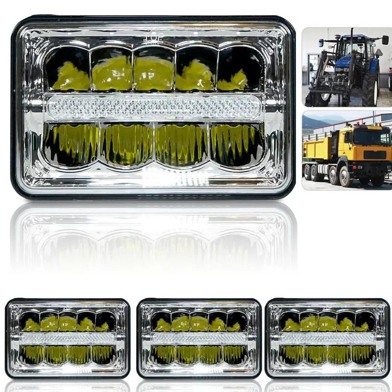 Truck led headlight High/Low beam Square LED Headlight 4x6 INCH Chrome