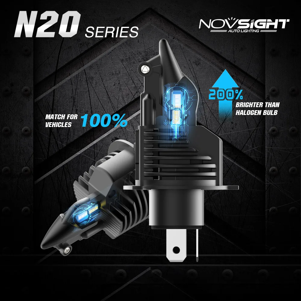 NOVSIGHT 2 шт. мини luces led h4 с двумя объективами Автомобильный СВЕТОДИОДНЫЕ лампы для передних фар 50 Вт 10000LM 6500K белый новые автомобильные фары 12v 24v