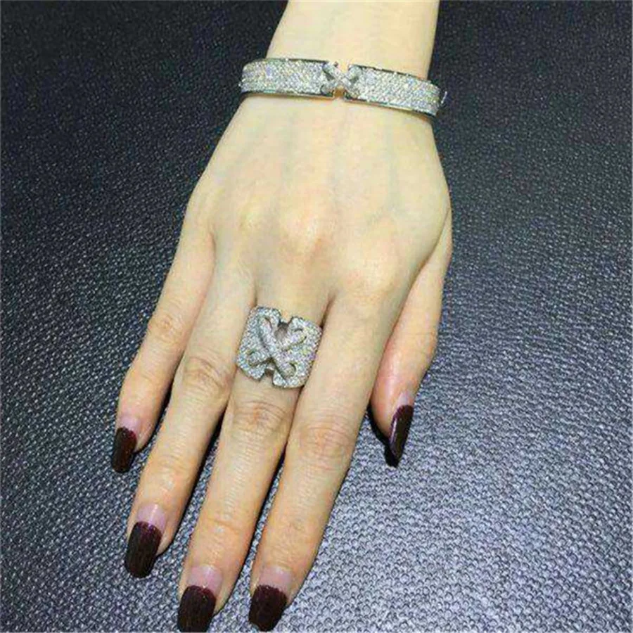 

lya10 Luxury Designer Fashion 925 Sterling Silver wedding party Jewelry Zirconia European style Double headed leopard db