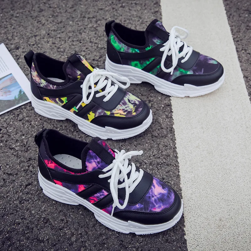 

Women Sneakers Platform Shoes Fashion High Heels Shoes Woman Wedges Shoes Lace-Up Casual Shoes