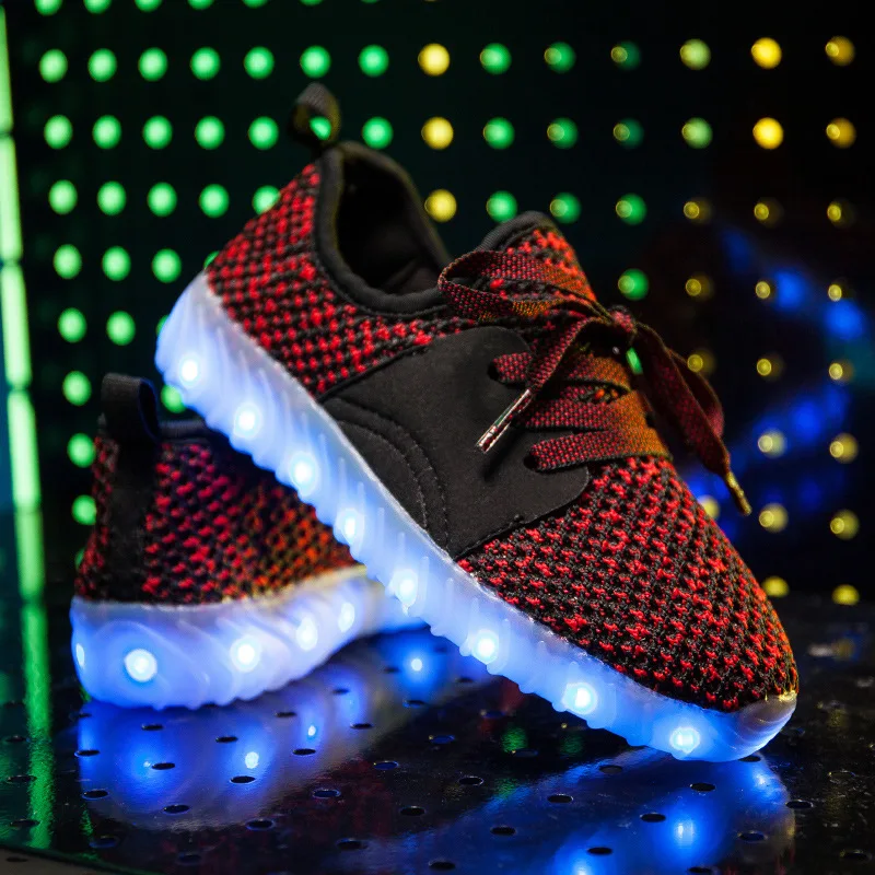 

2018 high qua Summer Autumn Luminous Sneakers 7 Colors Flashing USB Charging Kids Shoes with Light Up Sneakers coconut Girl Shoe