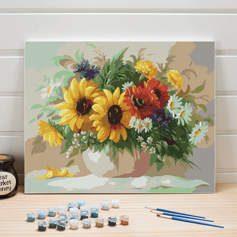 

Flowers Painting By Numbers On Canvas For Adults ,Picture By Numbers 40x50 ,Drawing By Number One Piece , Paint Acrylic Art set