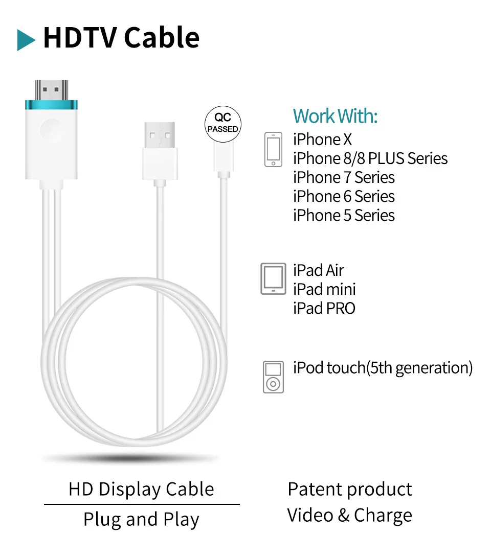 Приемник mirascreen 1080 P HD HDMI ТВ кабель для apple USB экран зеркалирование ТВ для iphone X 8 8 plus 6s plus iphone 7 7 plus ipad